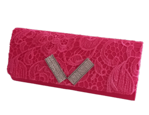 Bolso-Cartera Encaje Fucsia, diseño exclusivo para destacar en tus eventos especiales. Descúbrelo en nuestra web y no te quedes sin él.