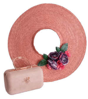 Conjunto Ala Pamela Rosa Palo Claro y Bolso Ante | Sofisticación versátil y comodidad elegante para bodas, eventos con accesorios exclusivos.