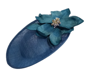 Sombrero Turquesa Rejilla Flor Grande