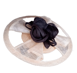 Tocado Beige y Flor Negra