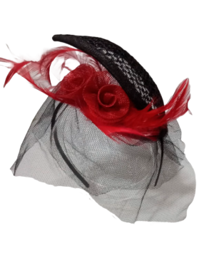 Panette Hoja Negro con Tul y Flores Rojas