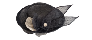 Sombrero Pequeño Negro Adornos Beige