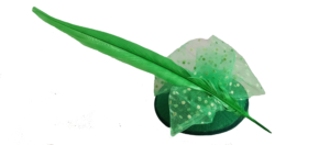 Tocado fieltro Verde Plumeti y Pluma