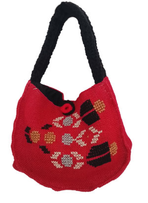 BOLSO YUTE - ROJO ASAS CROCHET BORDADO