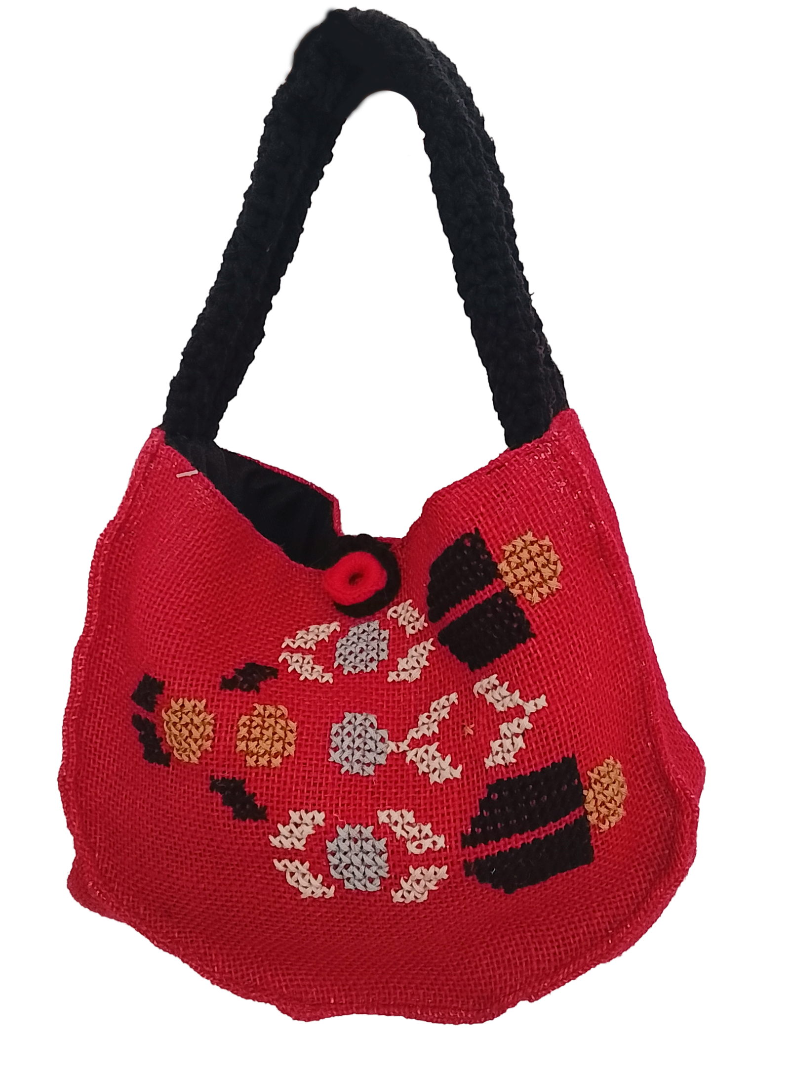 BOLSO YUTE - ROJO ASAS CROCHET BORDADO