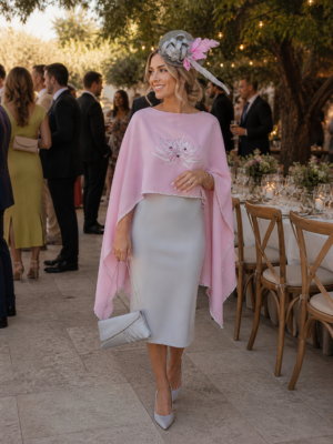CONJUNTO DE TOCADO - CAPA ROSA PINTADA HECHOS A MANO Y BOLSO